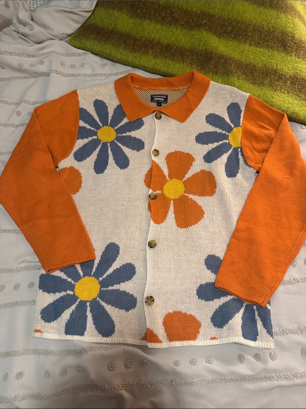 Floral Button-Front Knit Cardigan
